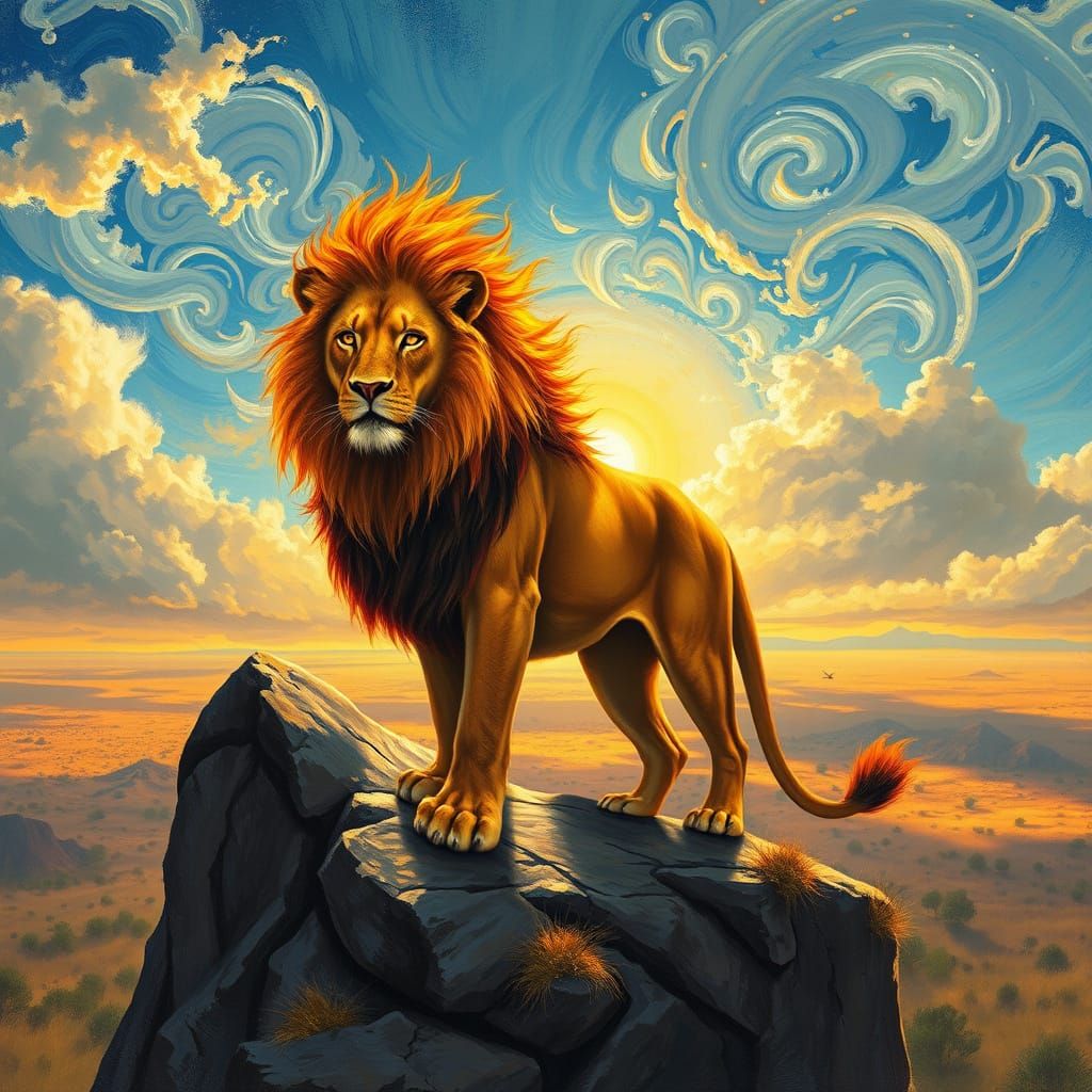 Savannah King with Blazing Mane and Ancient Wisdom