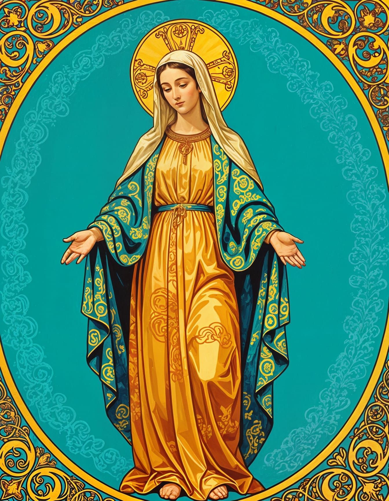 Our Lady, Undoer of Knots in Batik Style