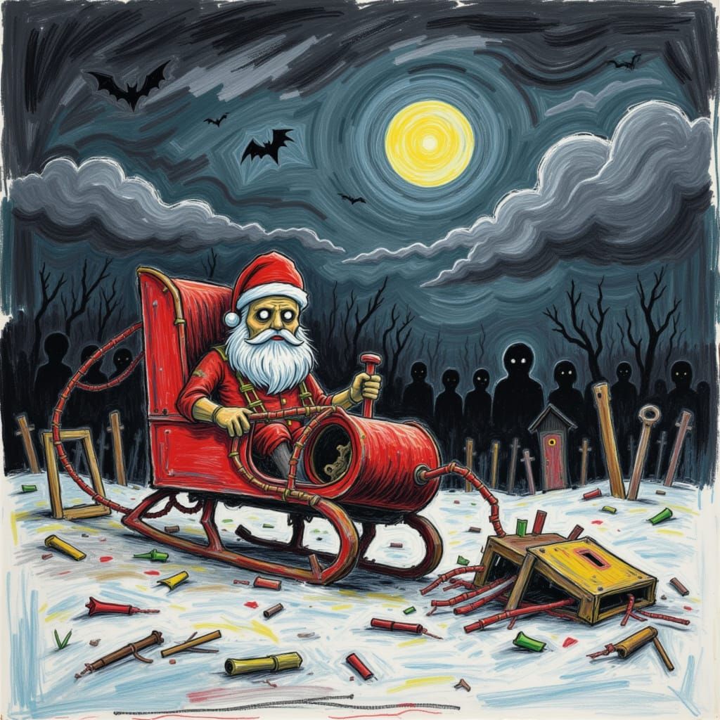 Possessed Santa Drives Haunted Sleigh Through Snowy Skies