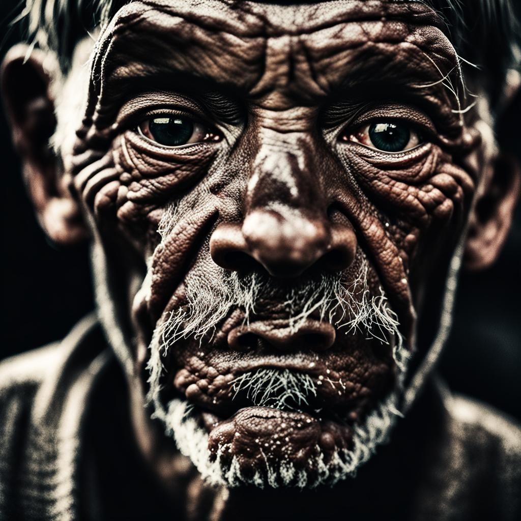 Intense Close-Up Portrait in Style of Jeffries
