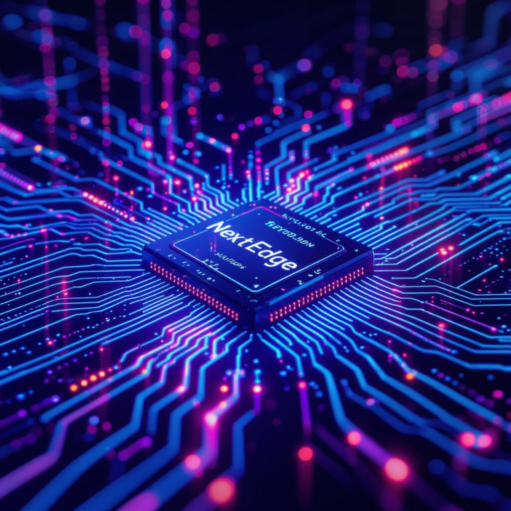 Futuristic Digital Landscape with Glowing Circuits