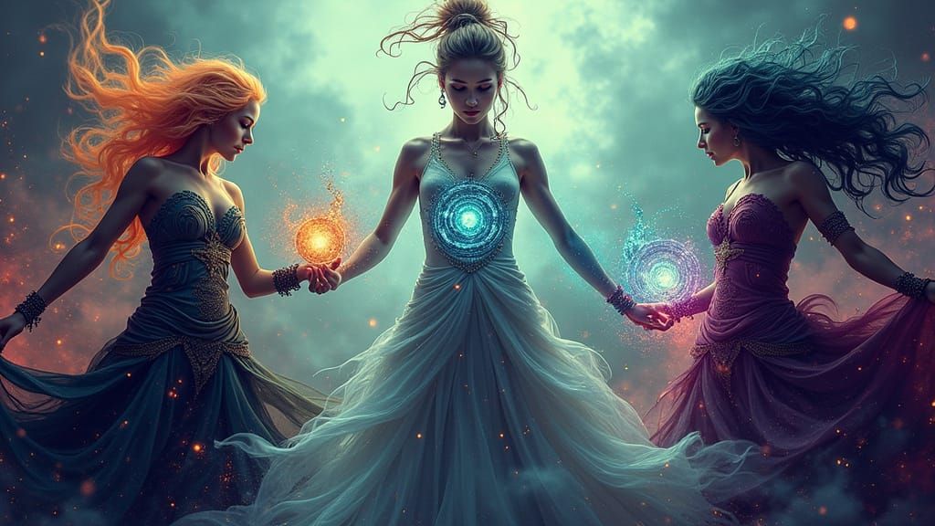 Lady Mage Commanding Elemental Vortex Portal