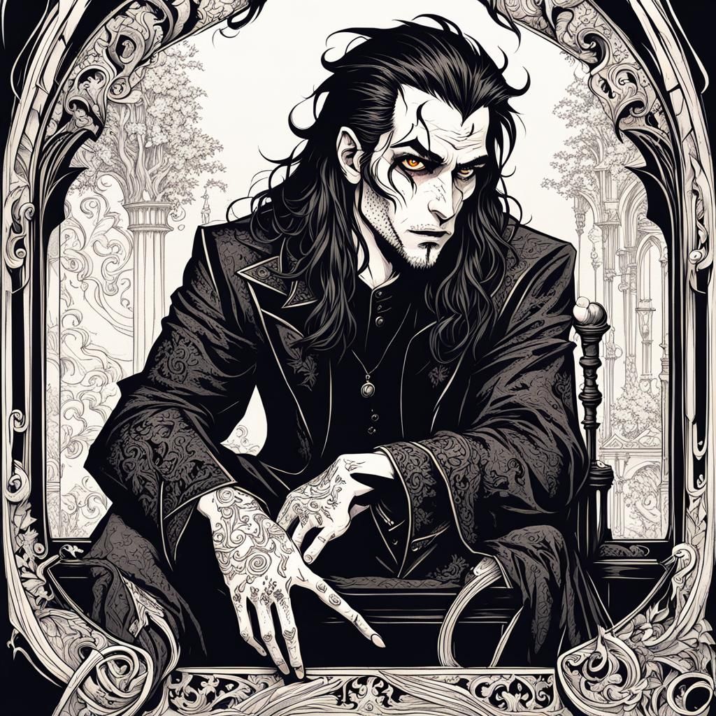 Gothic Comic Devil Portrait in Hyperdetailed Dark Style