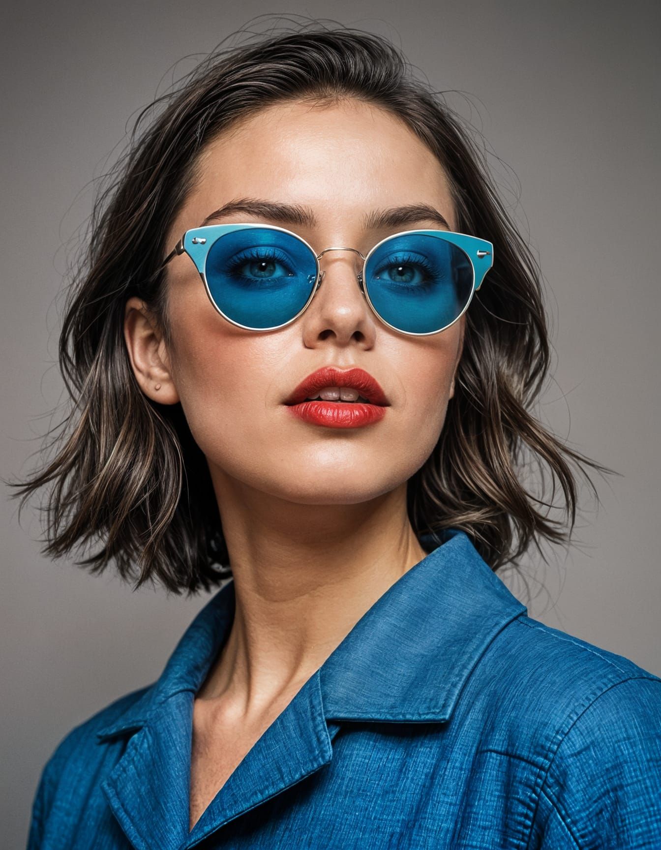 Abstract Woman Portrait in Vibrant Riso Print Style