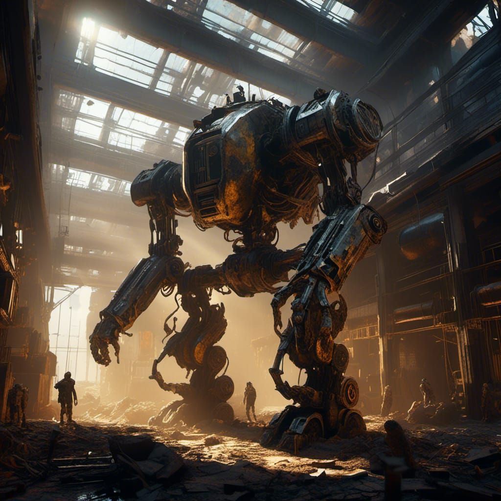 Robot Army in Factory: Gritty Industrial Concept Art
