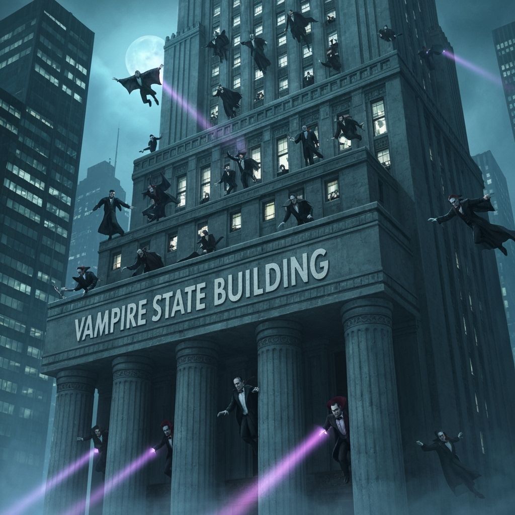 Vampires Ascend Vampire State Building on Halloween Night