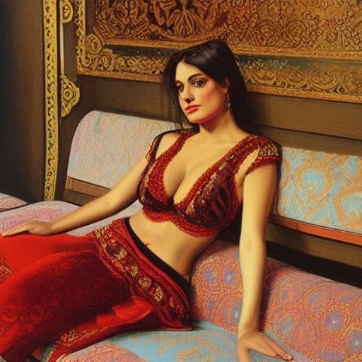 Sultana in Harem: An Oil Painting