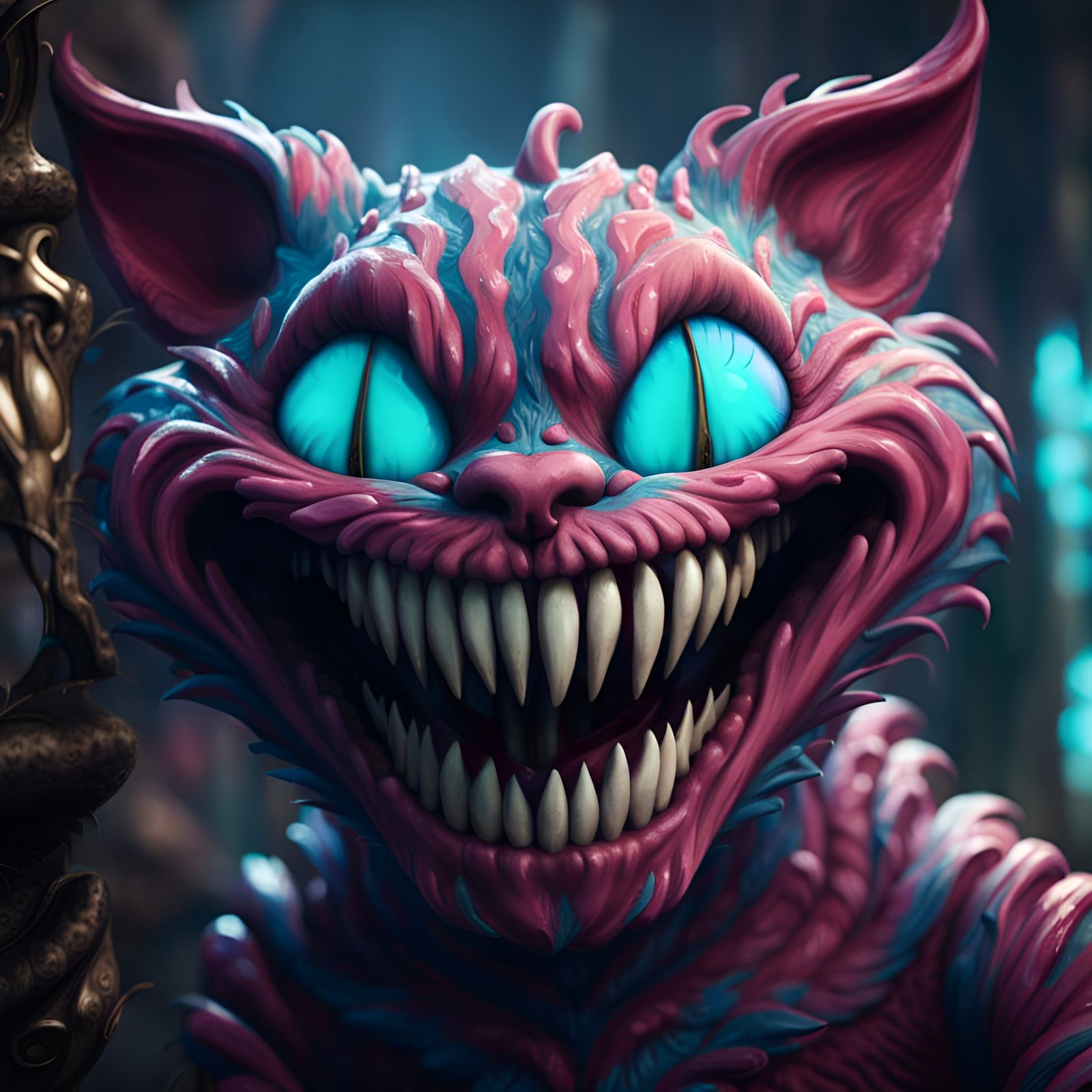 Skeletal Cheshire Cat with a Big Smile