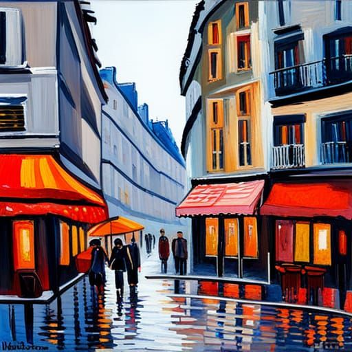 Paris in Neo-Impressionist Expressionist Style
