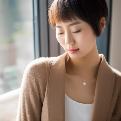 Asian Model Portrait with Pixie Cut in 8K