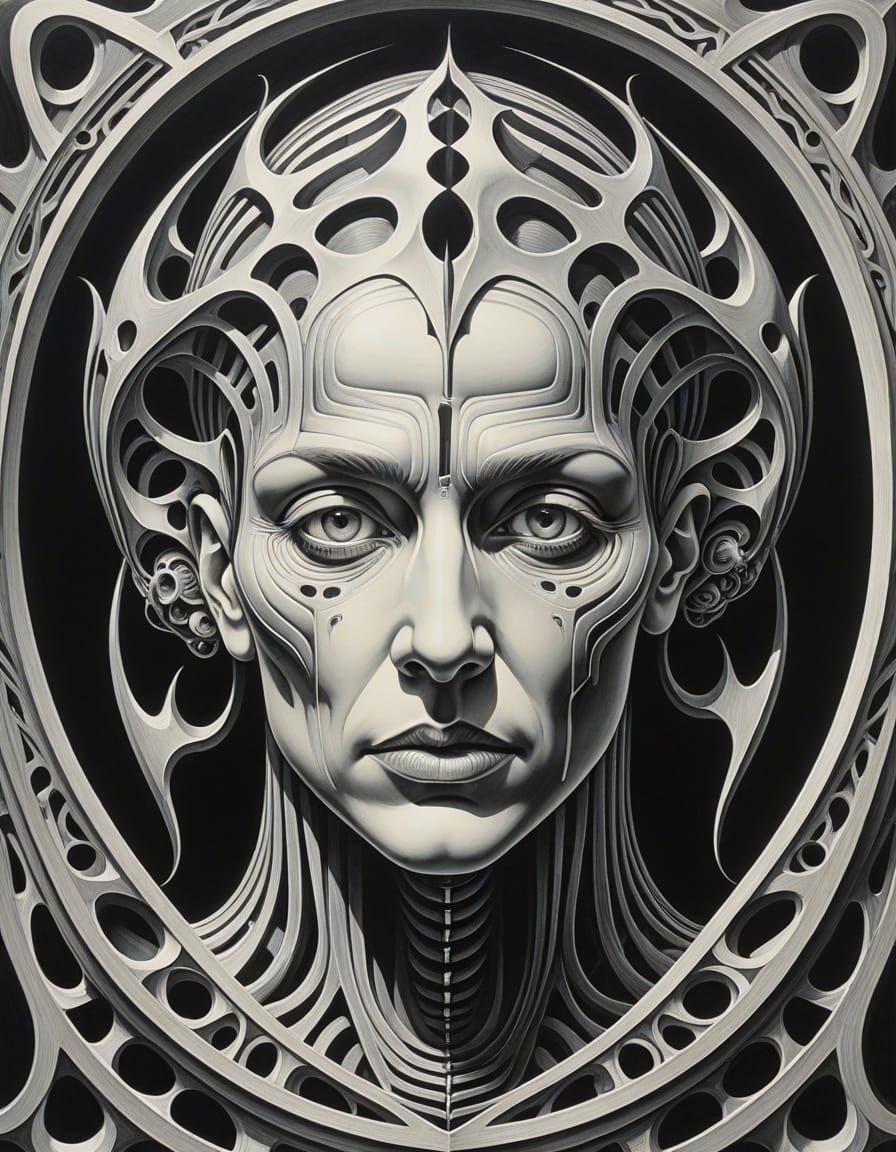 Surreal Heart Chambers Portrait in Mixed Styles