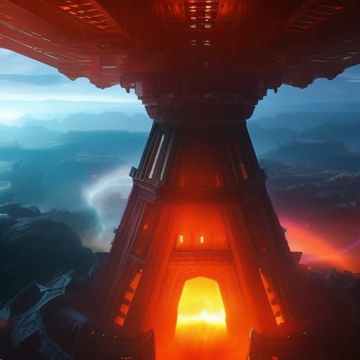 Tower Holding Up Heavens: Dark Fantasy Anime Art