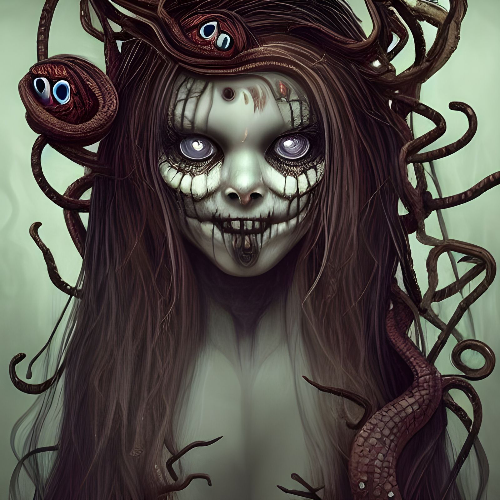 Creepy Cute Halloween Monster Portrait with Spider Imagery