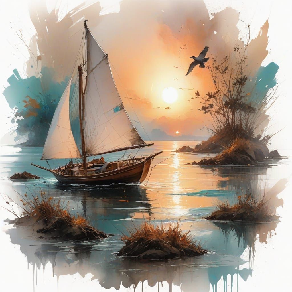 Sailboat at Sunset: Romantic Maritime Scene
