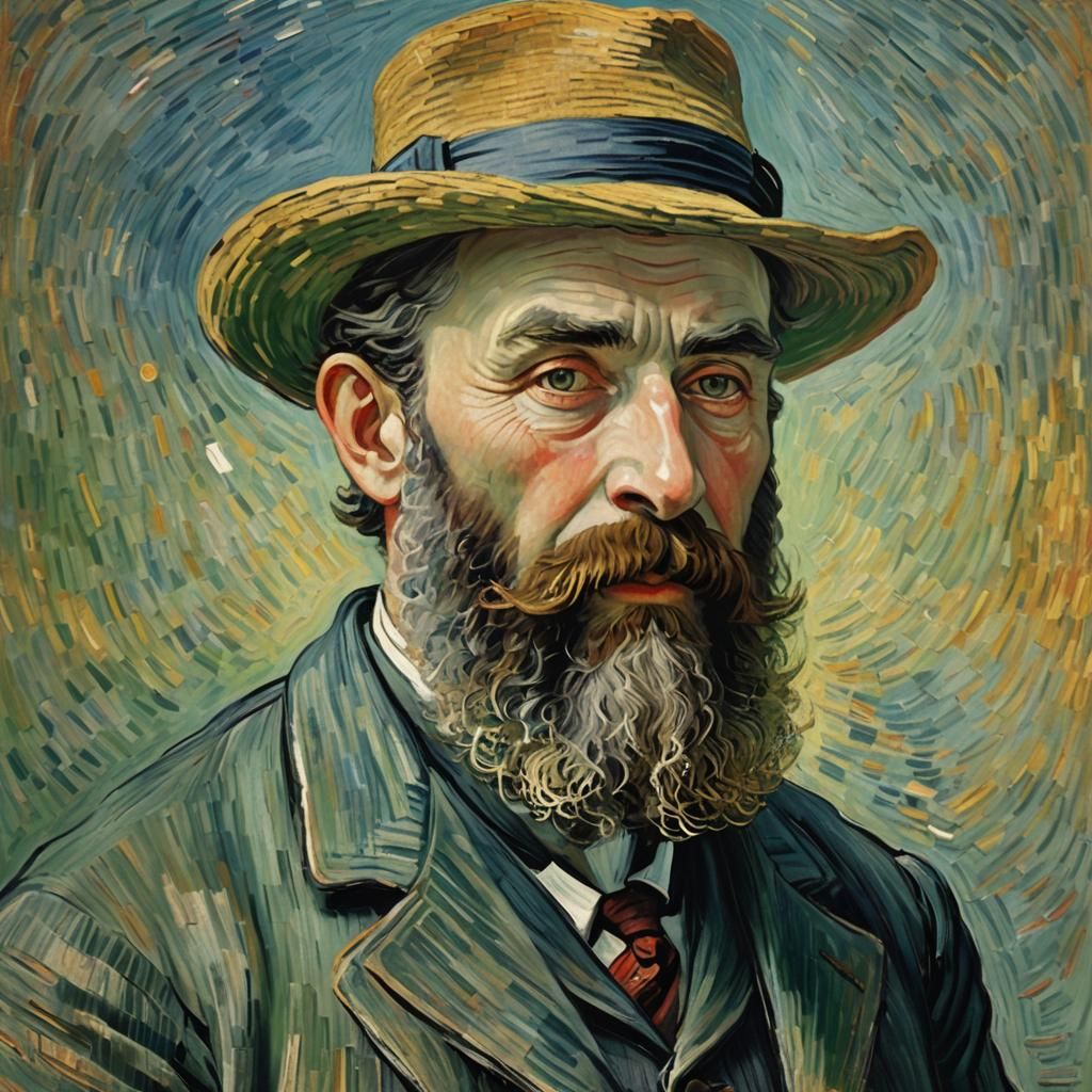 Monet Portrait in Van Gogh Style with Dynamic Lighting