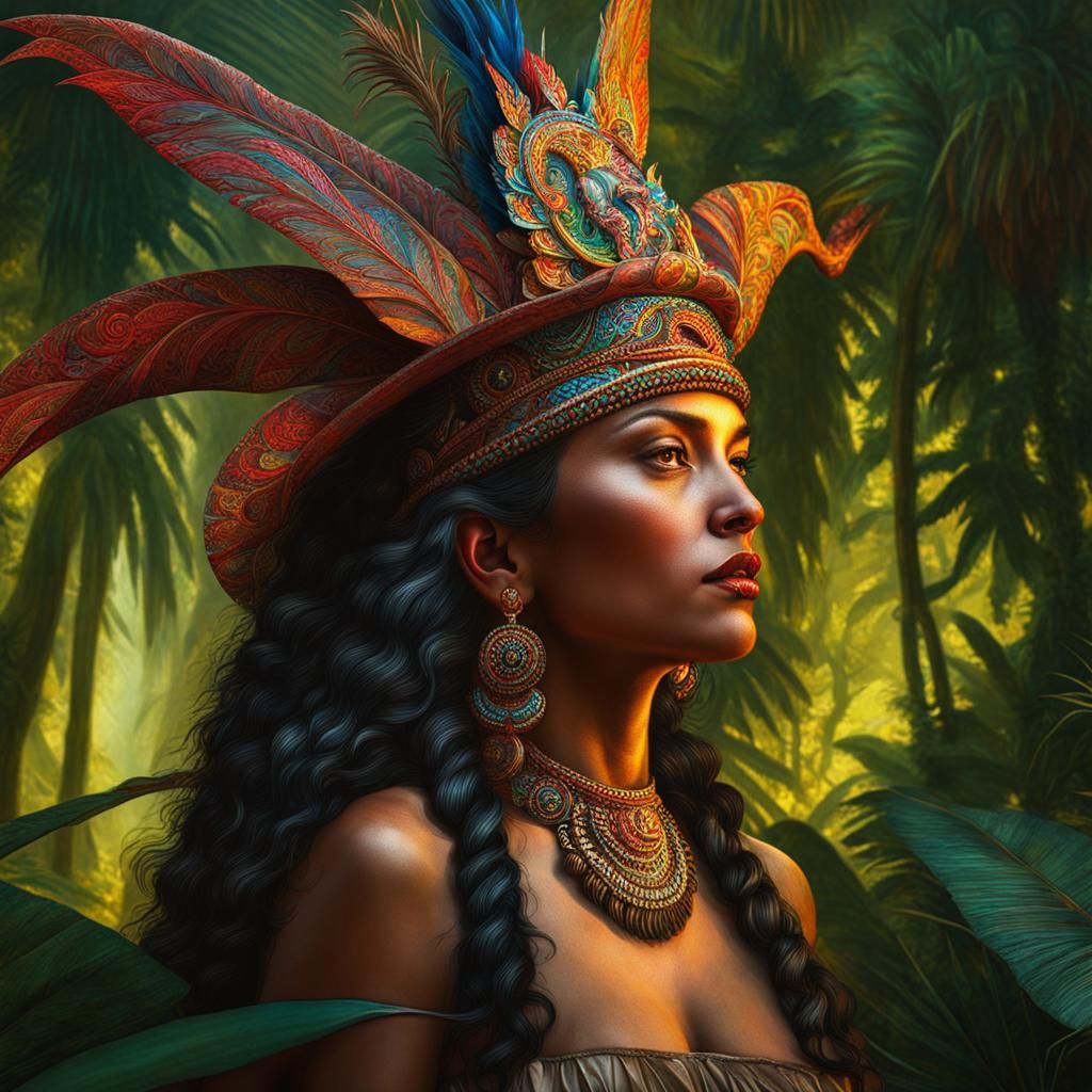 Bruja Conjures Demon in Guatemalan Jungle: 3D Painting