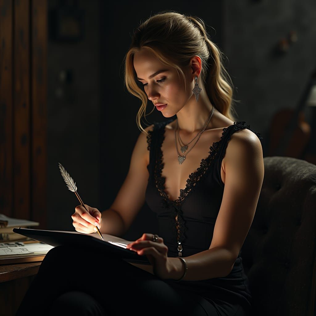 Jennifer Lawrence Draws with Arrow in Studio