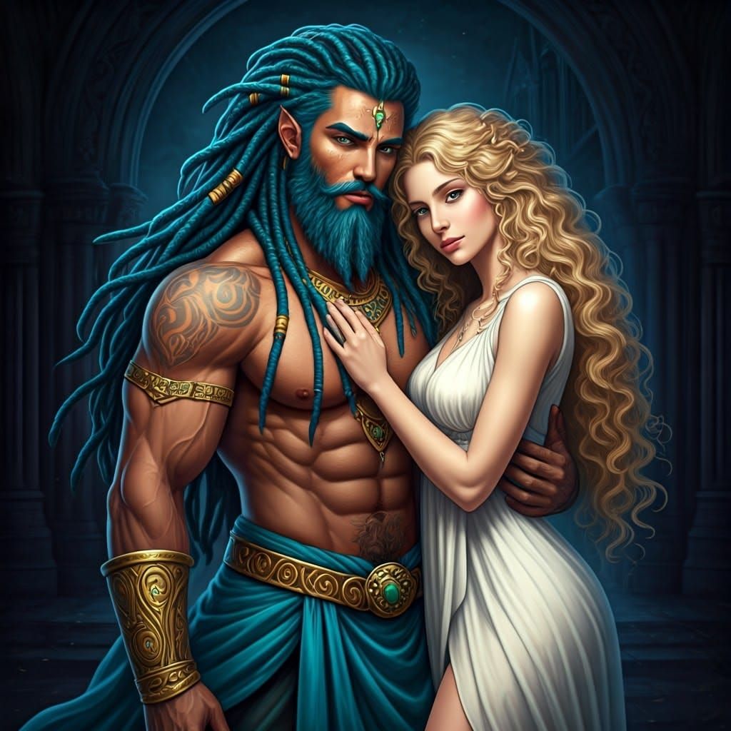 Regal Sea King in Vibrant Turquoise Attire