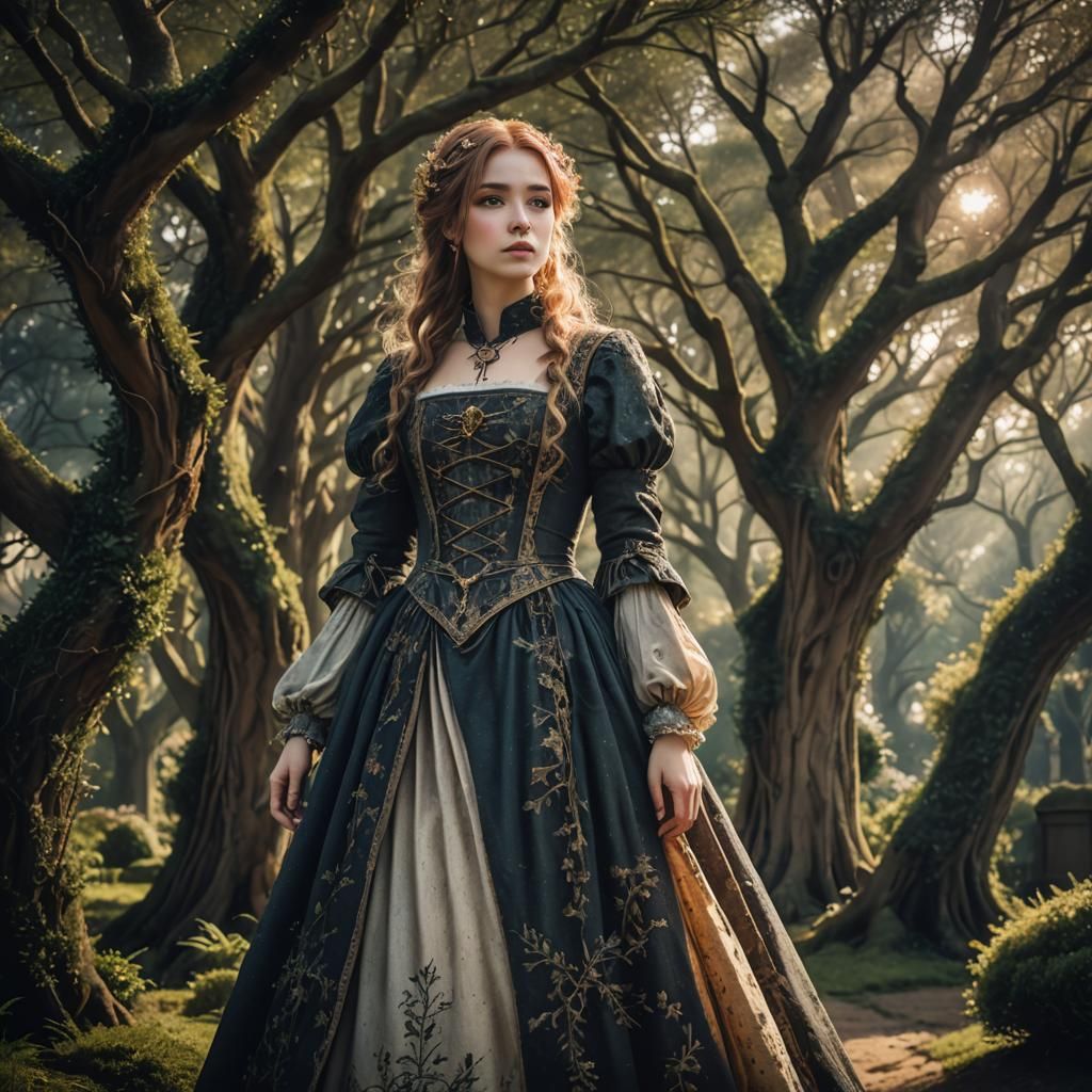Princess in a dark garden