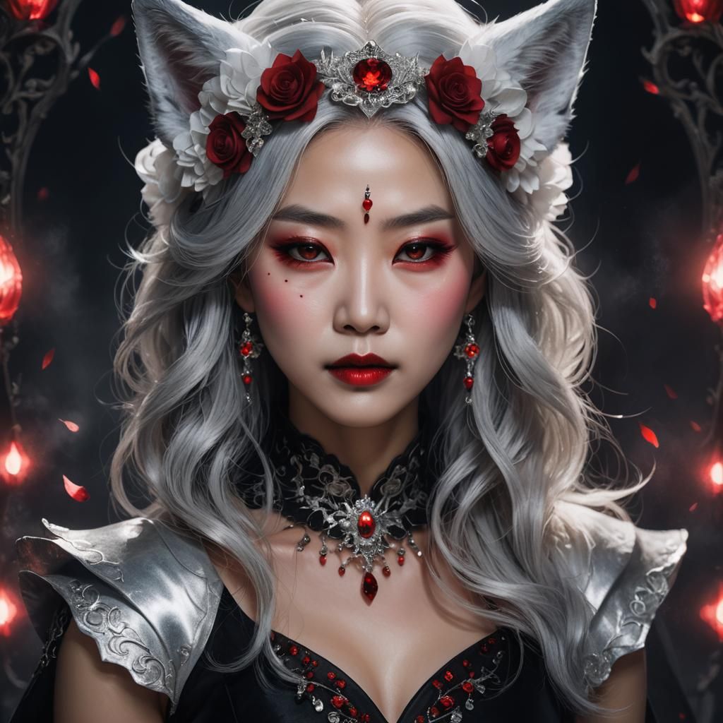 Korean Vampire Queen Portrait in Dark Fantasy Style