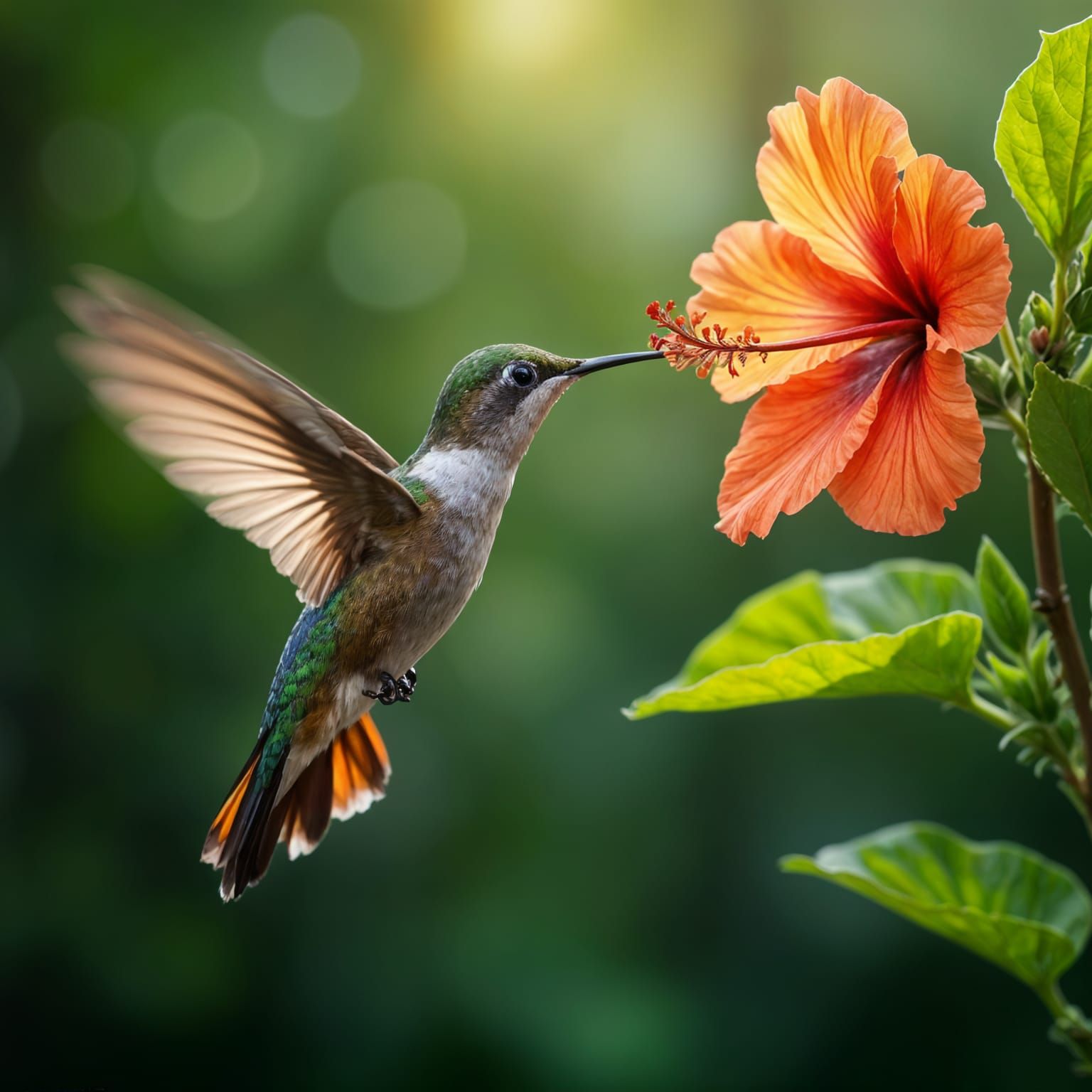 Hummingbird Sipping Nectar: A Hyperrealistic Macro Photograp...