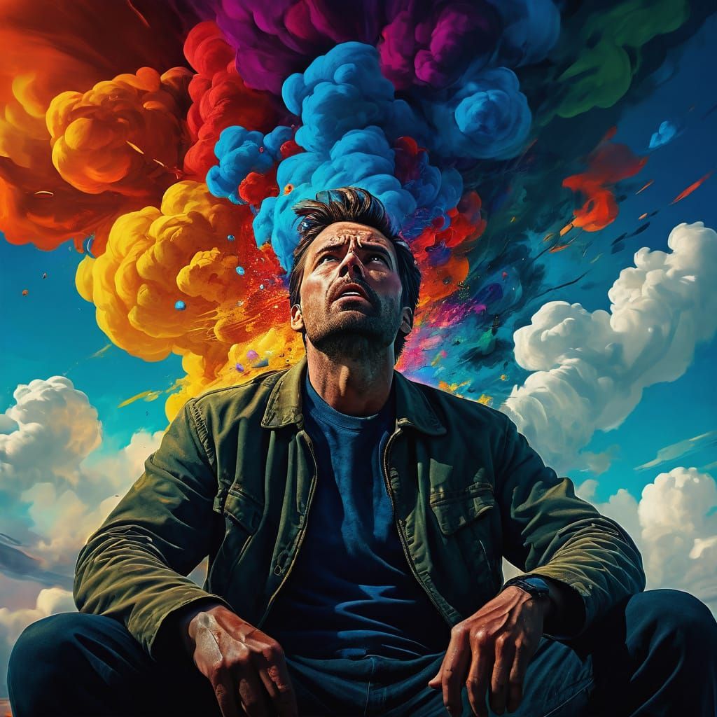 Surreal Moment of Shock in Vibrant Oil Painting Style