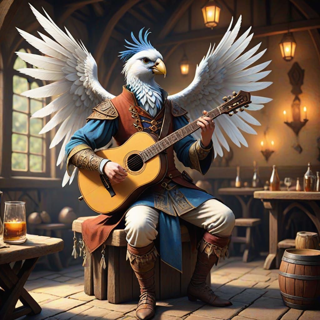 Mythical Musician Performs in Medieval Tavern