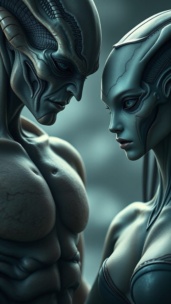Hyperrealistic Aliens in Atmospheric Cinematic Shot