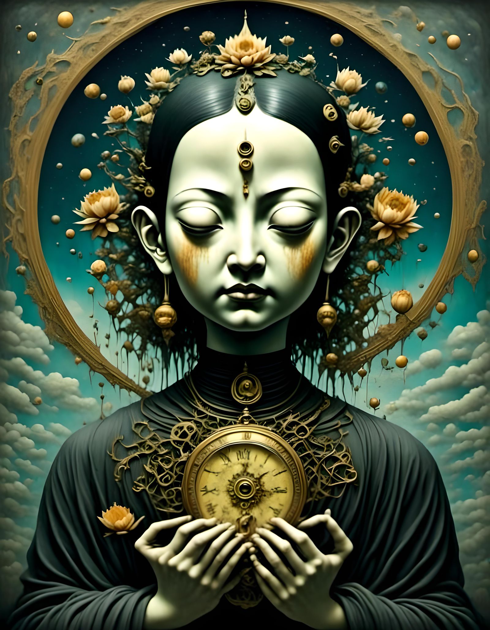 Surreal Gothic Buddha with Pocket Watch