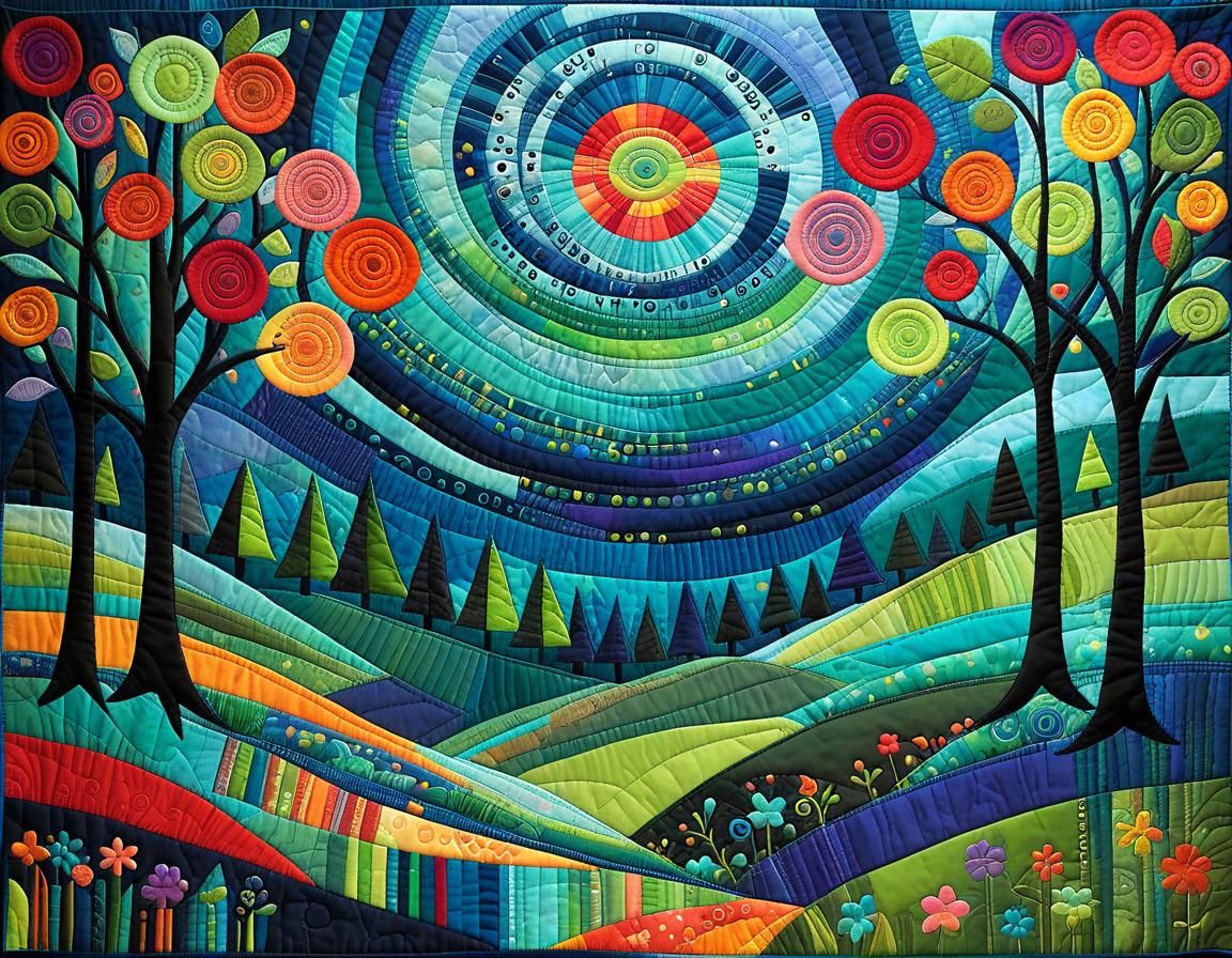 Binary Code Dream Whimsical Art Quilt