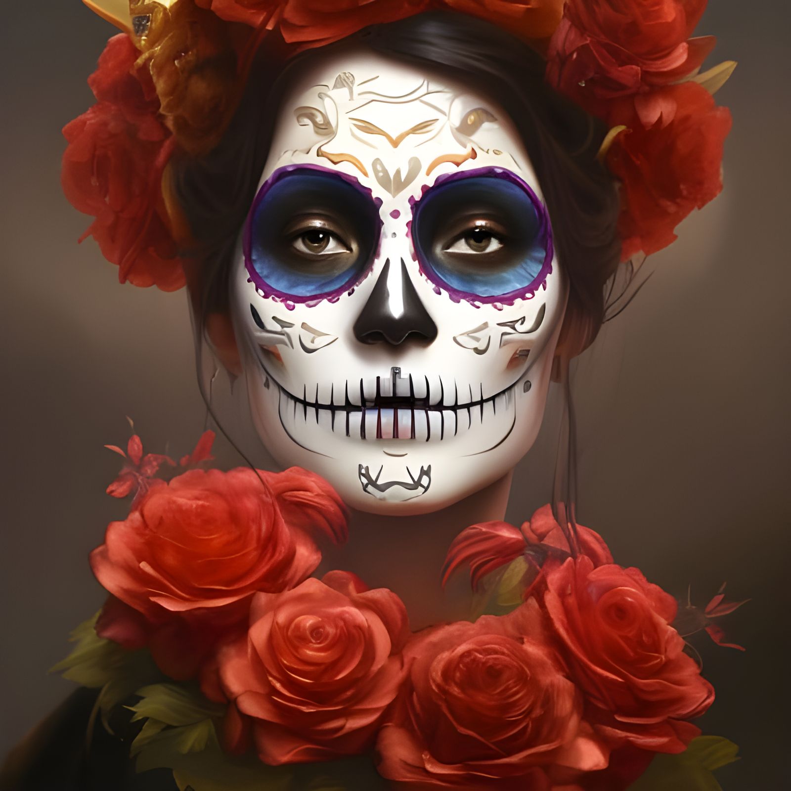 Day of the Dead Portrait in Hyperdetailed Style