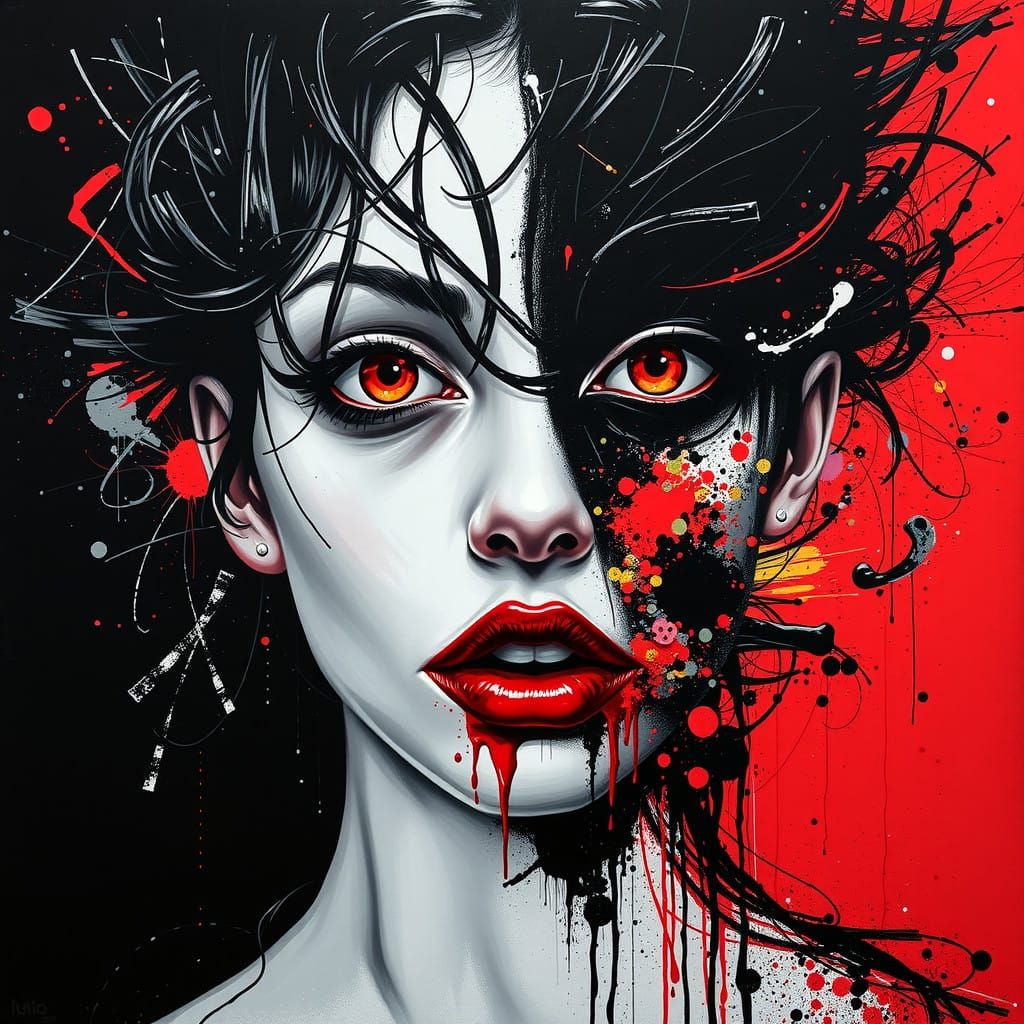 Surreal Goddess in Fiery Abstraction