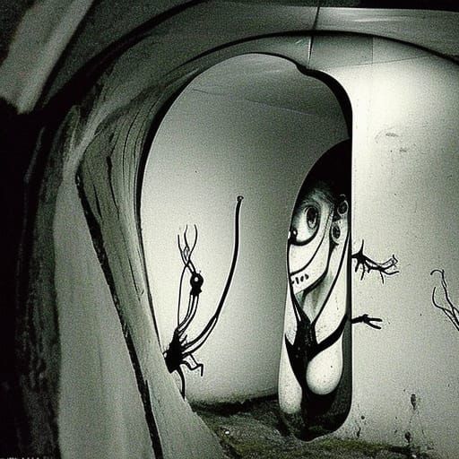 Sinister Tunnel Monster in Contemporary Horror Art