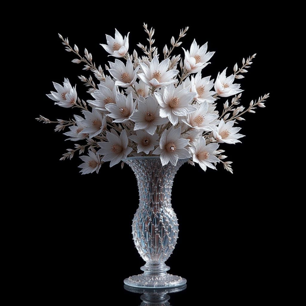 Crystal Flower Bouquet in Elegant Vase