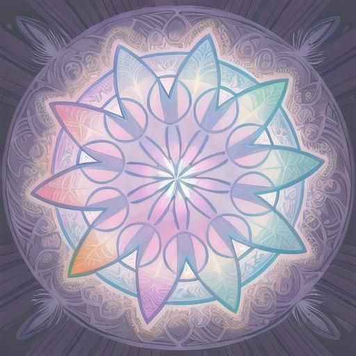 Geometric Flower in Pastel Colors: Digital Illustration