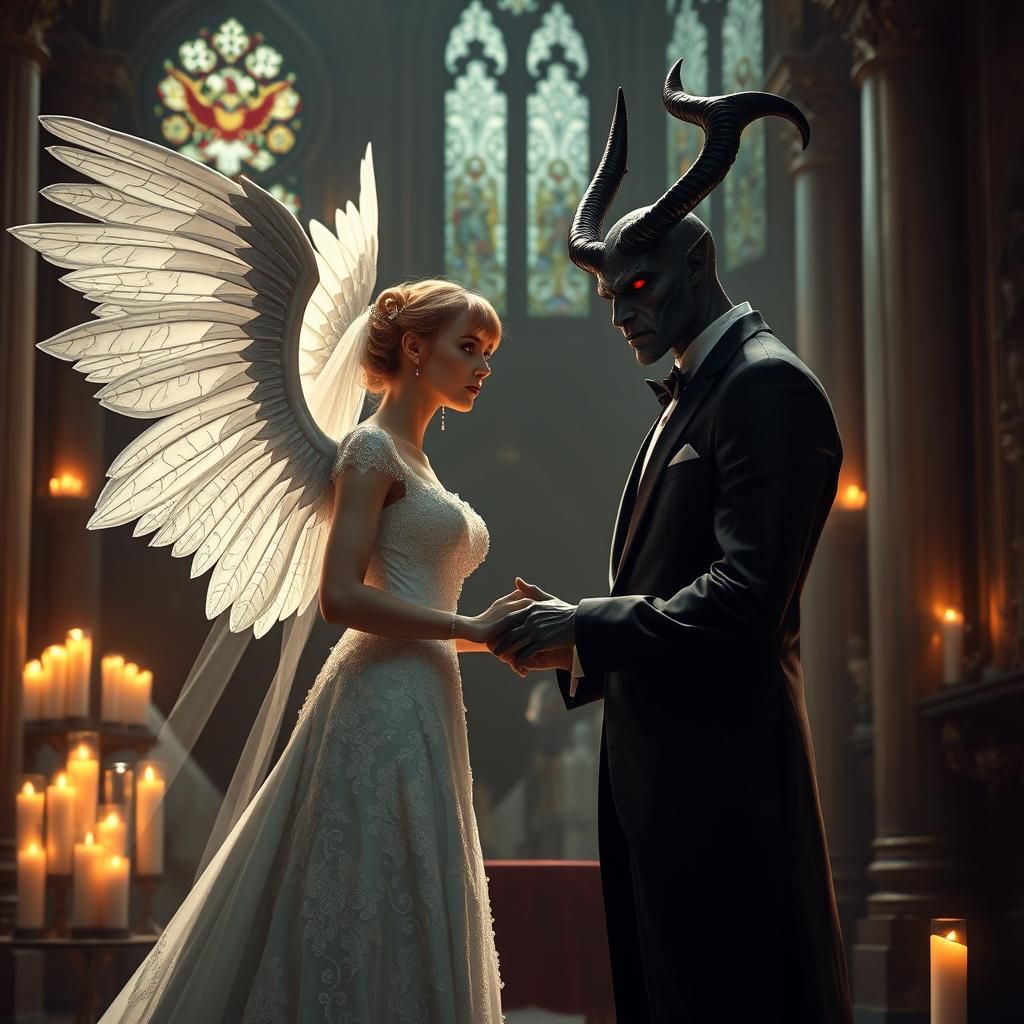 Angel Bride and Demon Groom Wedding