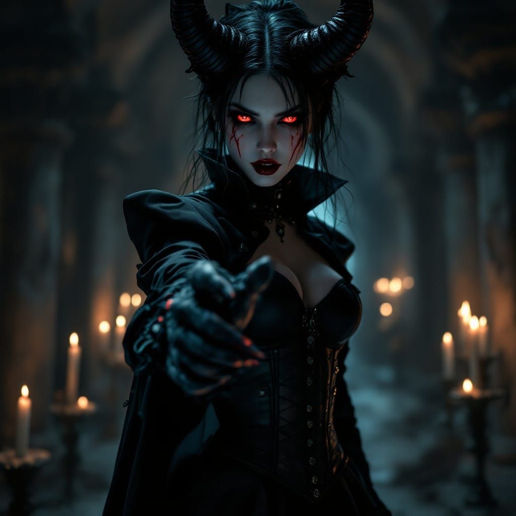 Goth Vampire Demon Reaching Out in Dark Fantasy