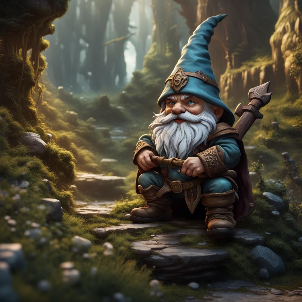 Gnome Druid in Detailed Matte Painting Style