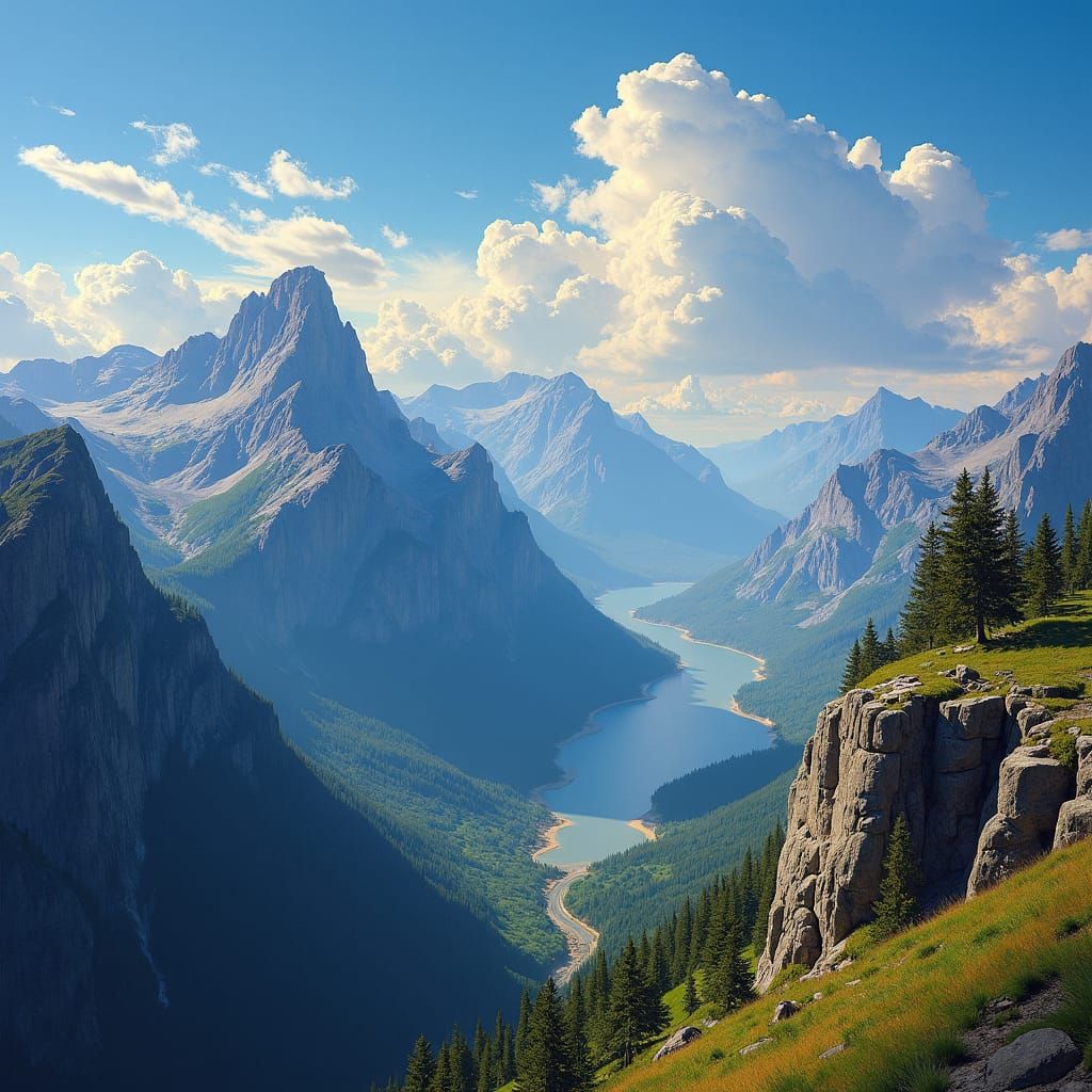 Majestic Mountain Ranges in Romantic Style