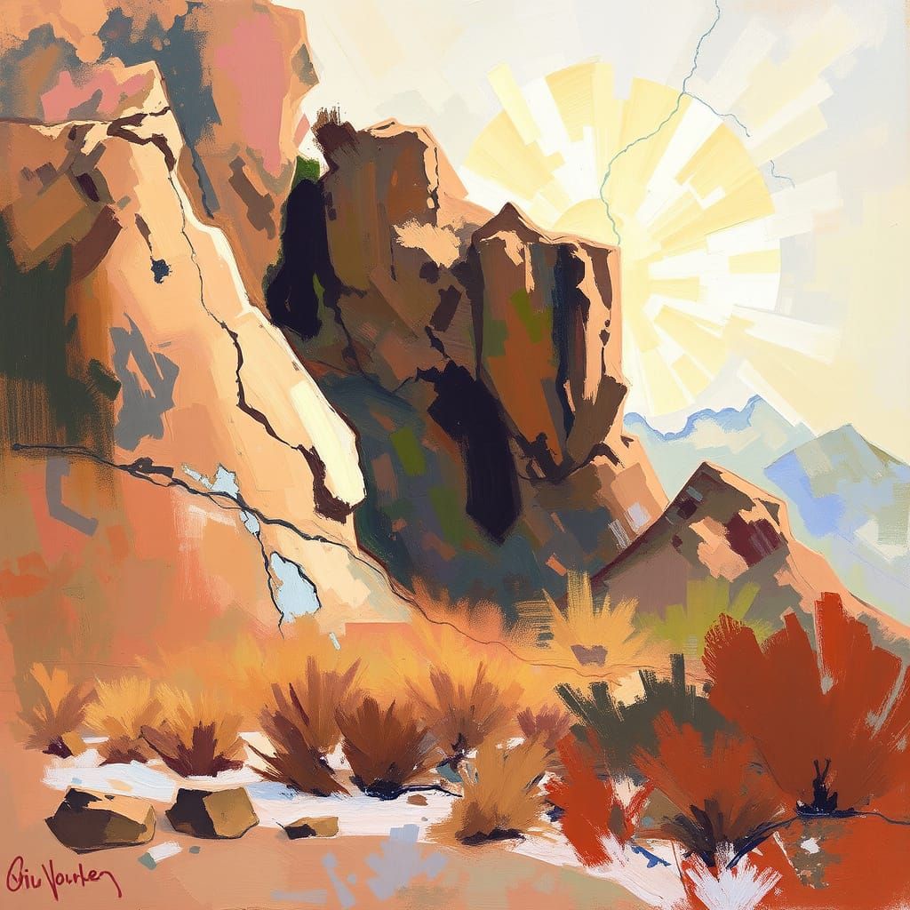 Expressive Abstract Art in a Vivid Oil Painting