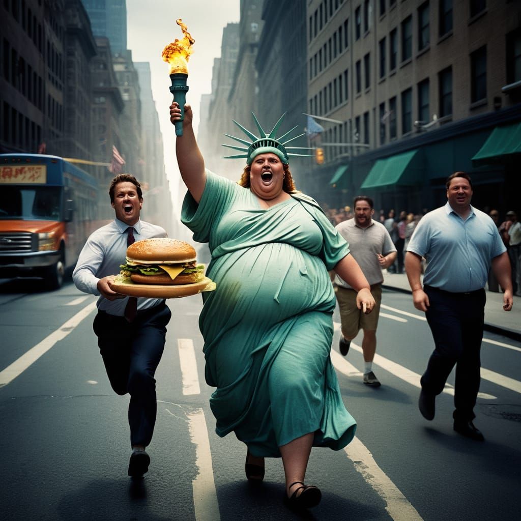Epic Statue of Liberty Hamburger Run