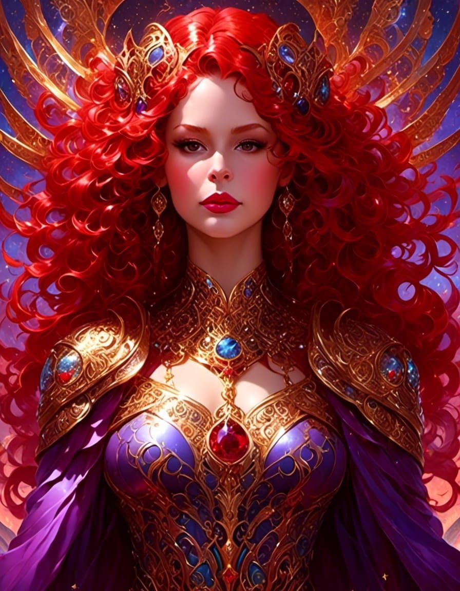 Red-Haired Goddess Portrait with Dramatic Lighting