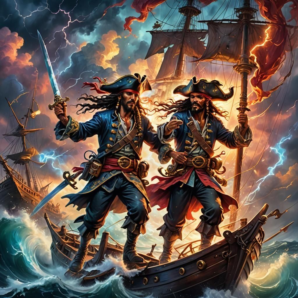 Pirate Sword Fight During a Storm