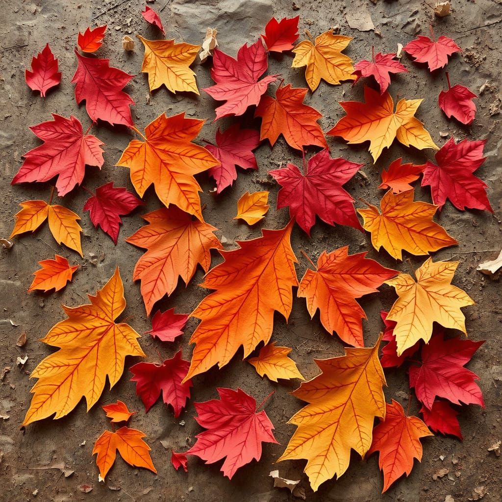 Vibrant Autumn Leaves Collage in Whimsical Style
