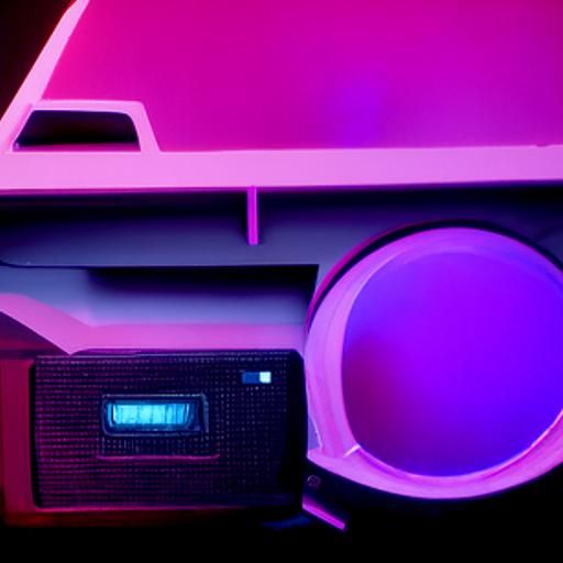 Giant Speakers in Synthwave Neon Retro Style