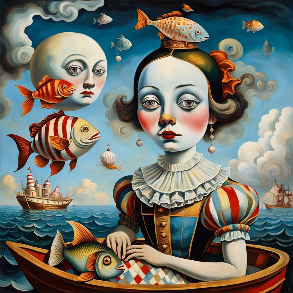 Surreal Portrait of Humpty Dumpty in Dreamscape