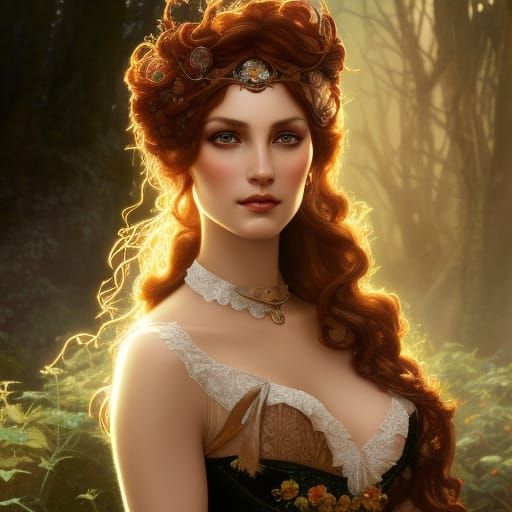Auburn Haired Hedge Witch Portrait
