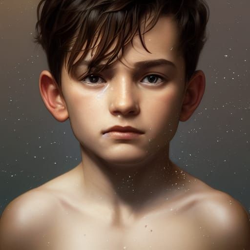 Detailed Portrait of a 10 Year Old Boy