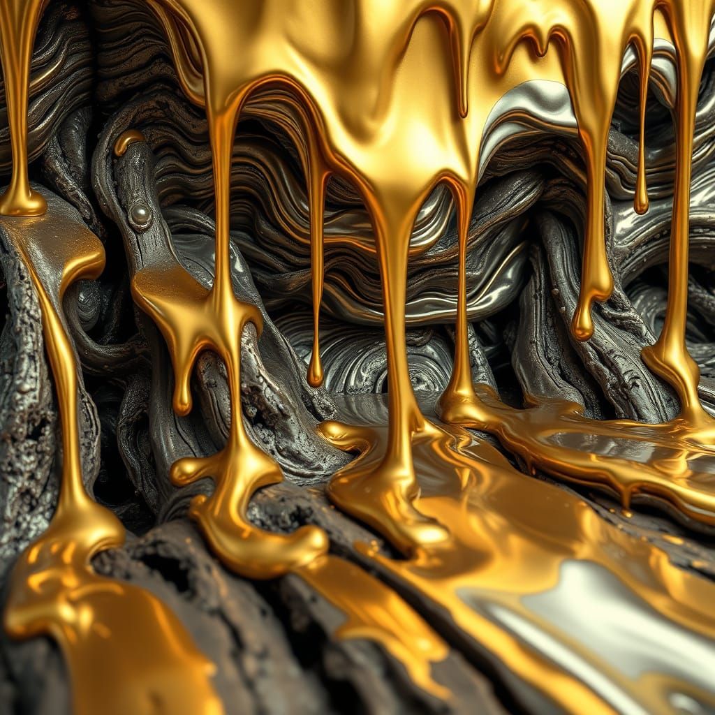 Surreal Wood Drenched in Metallic Paint