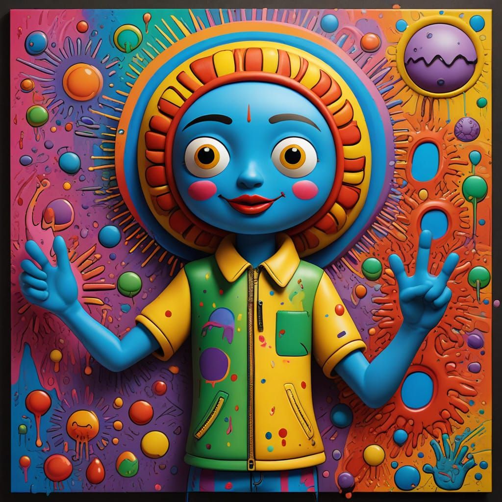 Vibrant Graffiti Art of Pañolin, a Hand Puppet as a Raised F...